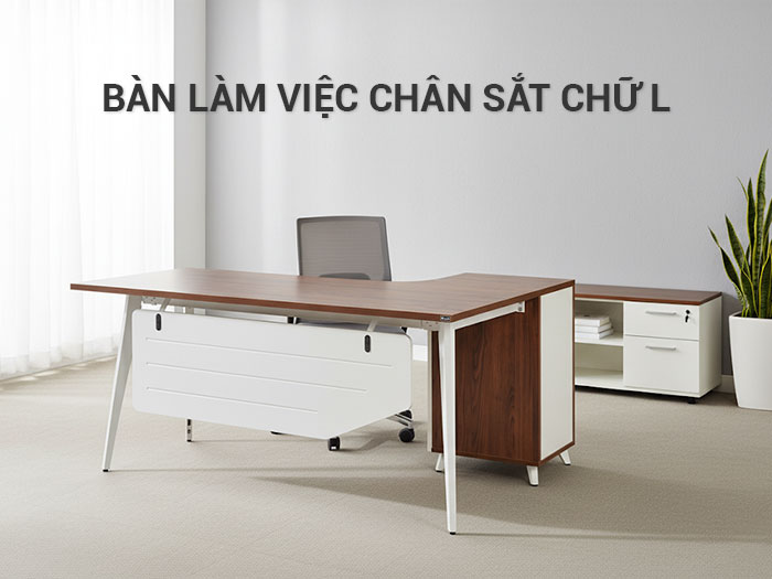 Bàn làm việc chân sắt chữ L