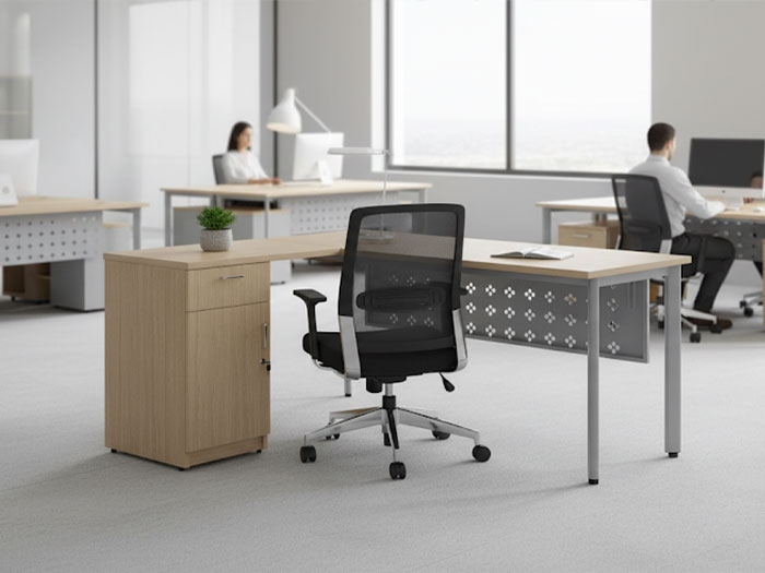 Bàn làm việc chân sắt chữ L