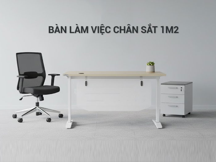 Bàn làm việc chân sắt 1m2
