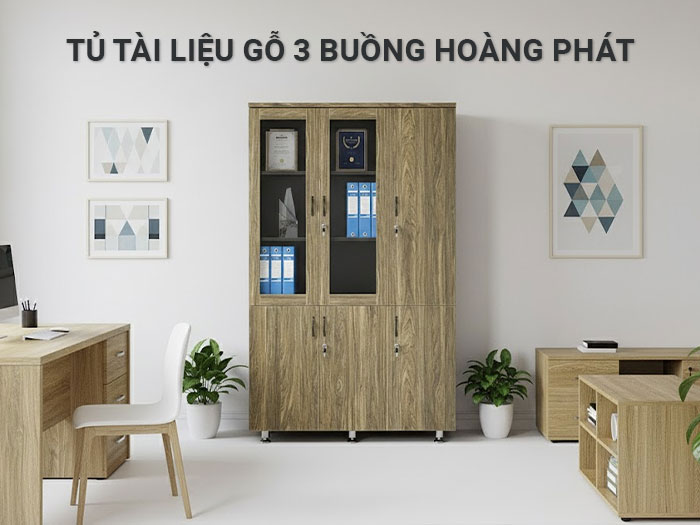Tủ tài liệu gỗ 3 buồng