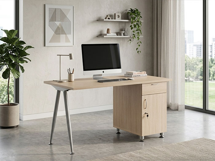 Bàn làm việc chân sắt có hộc tủ