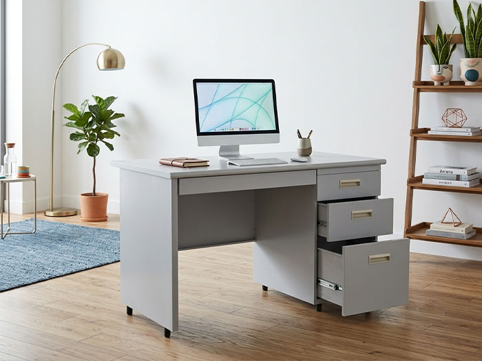 Bàn làm việc chân sắt có hộc tủ