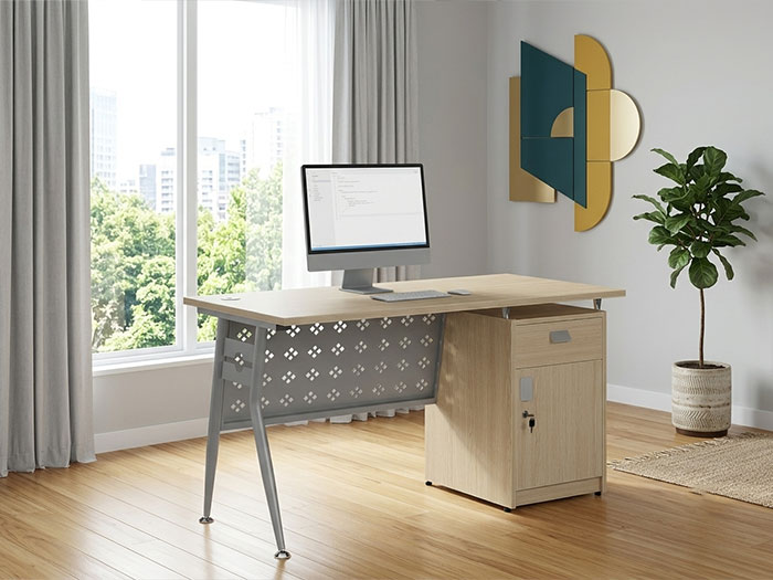 Bàn làm việc chân sắt có hộc tủ