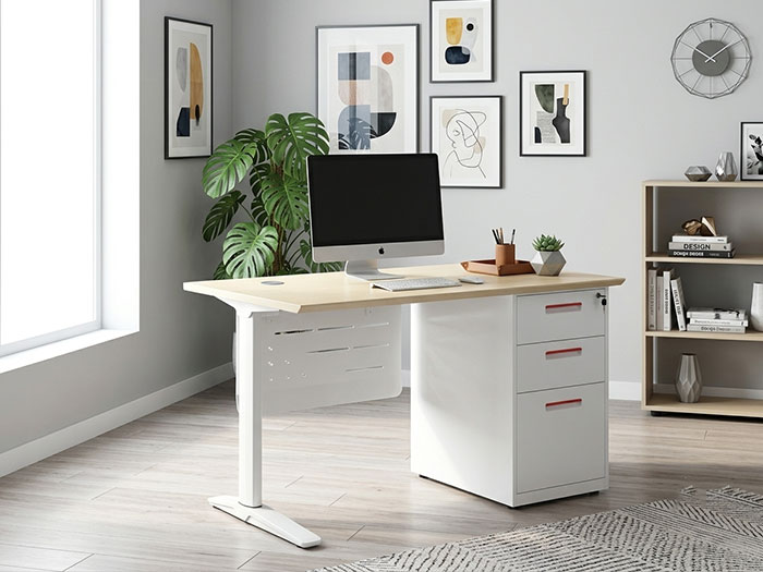 Bàn làm việc chân sắt có hộc tủ