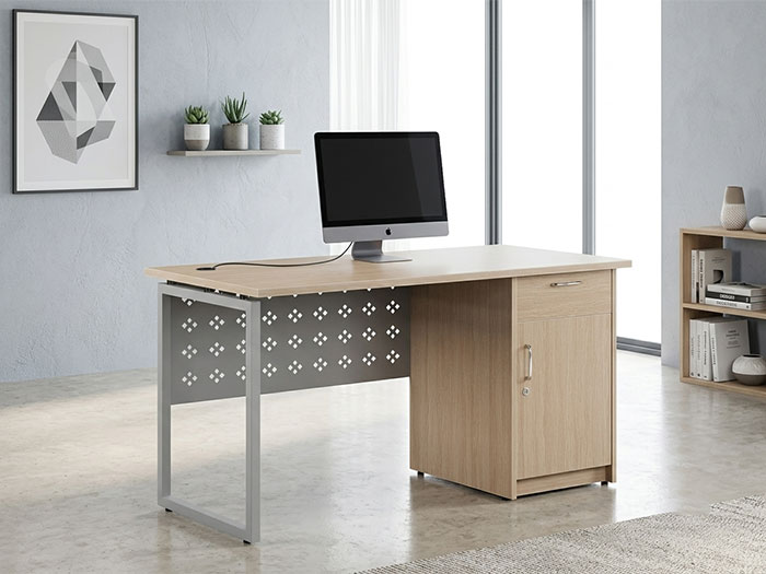 Bàn làm việc chân sắt có hộc tủ