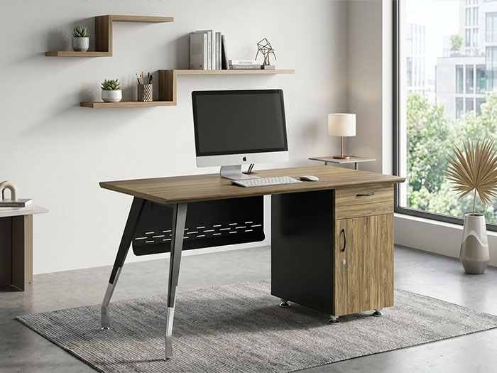 Bàn làm việc chân sắt có hộc tủ