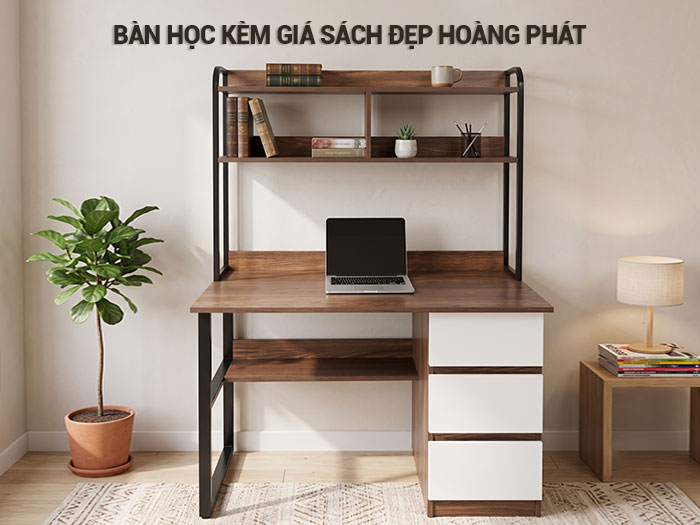 bàn học kèm giá sách đẹp Hoàng Phát
