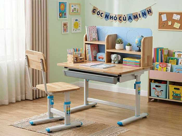 bàn học kèm giá sách đẹp Hoàng Phát