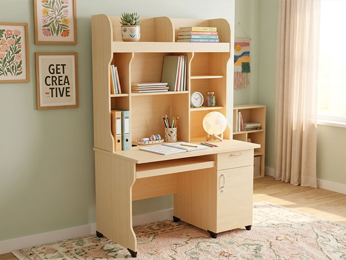 bàn học kèm giá sách đẹp Hoàng Phát