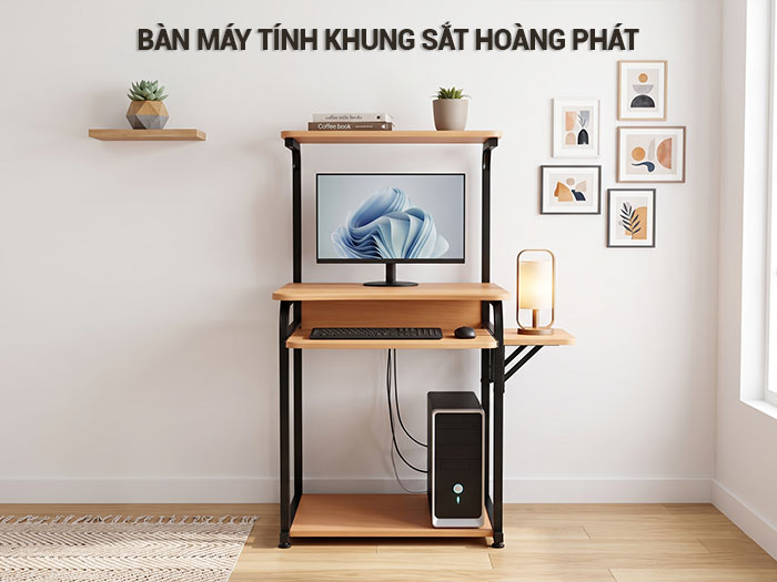 bàn máy tính khung sắt Hoàng Phát
