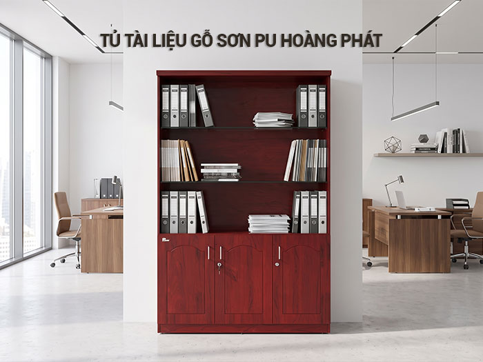 Tủ tài liệu gỗ sơn PU Hoàng Phát